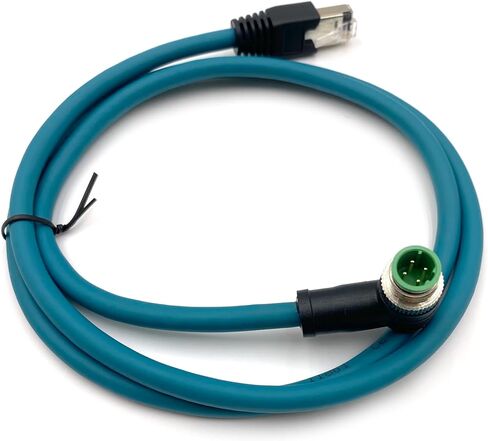 3.28ft M12 4 Pin D Code Male Right Angled to RJ45 Male High Flex Cat6 Ethernet Cable, RJ45 to M12 Industrial Connector Cable Shielded Field Wireable Cable Assembly for Automation Application 1Meter in Saudi Arabia