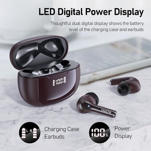 سماعات الأذن اللاسلكية ، سماعات Bluetooth 5.3 مع حالة شحن عرض الطاقة LED ، سماعات الأذن اللاسلكية الحقيقية صوت ميكروفون TWS in Kuwait