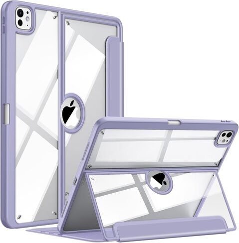 Fintie Clear Case for iPad Pro 13-inch (M4) 2024 - Multiple Angles Viewing Shockproof Soft TPU Cover with Transparent Back Shell & Pencil Holder, Lilac Marble in Kuwait
