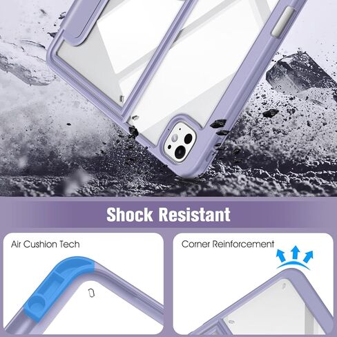 Fintie Clear Case for iPad Pro 13-inch (M4) 2024 - Multiple Angles Viewing Shockproof Soft TPU Cover with Transparent Back Shell & Pencil Holder, Lilac Marble in Kuwait