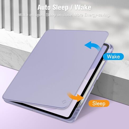 Fintie Clear Case for iPad Pro 13-inch (M4) 2024 - Multiple Angles Viewing Shockproof Soft TPU Cover with Transparent Back Shell & Pencil Holder, Lilac Marble in Kuwait