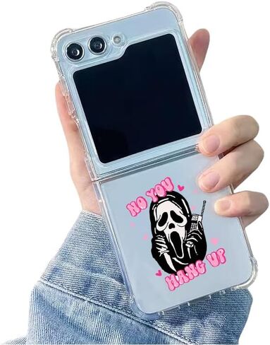 for Samsung Galaxy Z Flip 6 Case Creative Horror Halloween Scary Spooky Goth Gothic Funny Unique Cute Case Hard Plastic PC Crystal Clear Phone Case for Samsung Galaxy Z Flip 6 (Skull) in Saudi Arabia