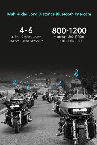 FreedConn Motorcycle Helmet Bluetooth Communication System FX 10 Riders Group Using Universal Pairing Helmet Intercom with Music Sharing IP67 Ultra-Thin Body (FX-Black) in Saudi Arabia