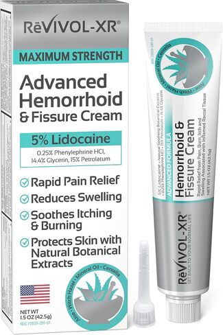 Hemorrhoid Treatment & Fissure Cream. Fast Relief of Swelling Pain Itch Burn +Protects Skin. 5% Lidocaine, Glycerin, Aloe, Witch Hazel, Botanical + Vitamins. Most Complete Blend Formula. Made-in-USA. in Kuwait