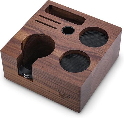 54mm Espresso Tamping Station V3 Walnut Portafilter Holder Espresso Organizer for Breville Machines with Tamper Holder, Distributor Slot, and Multi Accessory Storage in Saudi Arabia
