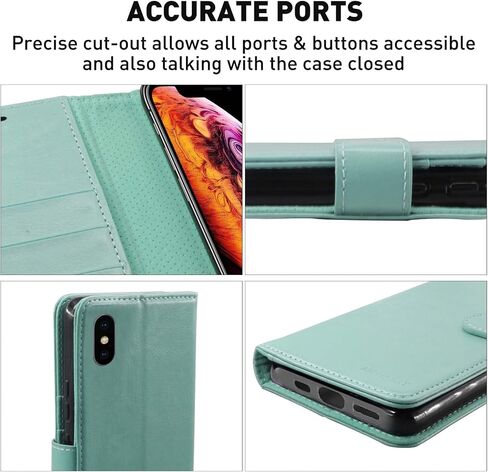 MONASAY Wallet Case Compatible for iPhone Xs MAX, 6.5-inch, [Glass Screen Protector Included] [RFID Blocking] Flip Folio Leather Cell Phone Cover with Credit Card Holder, Burgundy in Saudi Arabia