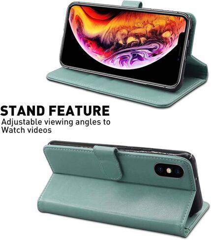 MONASAY Wallet Case Compatible for iPhone Xs MAX, 6.5-inch, [Glass Screen Protector Included] [RFID Blocking] Flip Folio Leather Cell Phone Cover with Credit Card Holder, Burgundy in Saudi Arabia