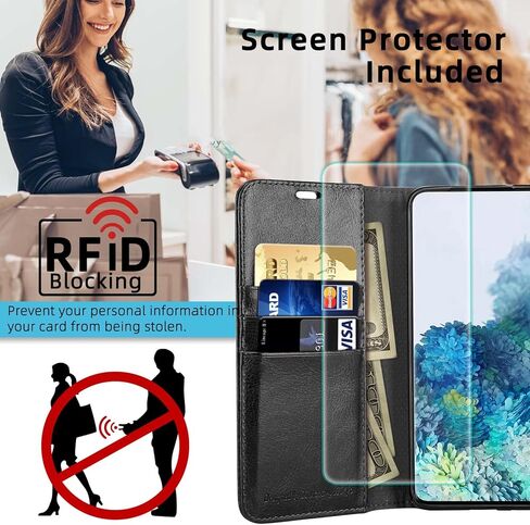 MONASAY Wallet Case Compatible for iPhone Xs MAX, 6.5-inch, [Glass Screen Protector Included] [RFID Blocking] Flip Folio Leather Cell Phone Cover with Credit Card Holder, Burgundy in Saudi Arabia