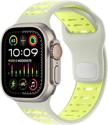 فرق رياضية Amizee متوافقة مع Apple Watch Band 49mm 46mm 45mm 44mm 42mm 42 مم ، حزام بديل للسيليكون الناعم لـ IWatch Ultra 2 Series 10 9 8 7 SE 6 5 4 3 2 1 ، Black/Orange in Kuwait