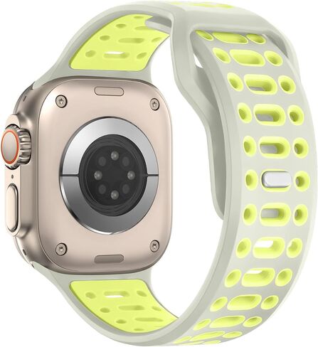 فرق رياضية Amizee متوافقة مع Apple Watch Band 49mm 46mm 45mm 44mm 42mm 42 مم ، حزام بديل للسيليكون الناعم لـ IWatch Ultra 2 Series 10 9 8 7 SE 6 5 4 3 2 1 ، Black/Orange in Kuwait