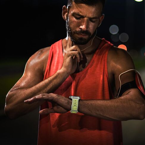 فرق رياضية Amizee متوافقة مع Apple Watch Band 49mm 46mm 45mm 44mm 42mm 42 مم ، حزام بديل للسيليكون الناعم لـ IWatch Ultra 2 Series 10 9 8 7 SE 6 5 4 3 2 1 ، Black/Orange in Kuwait