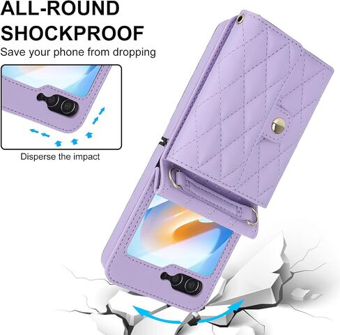 for Samsung Galaxy Z Flip 6 Wallet Case with Card Holder, Crossbody Wallet Leather Handbag with RFID Blocking Detachable Lanyard Magnetic Flip Case for Galaxy Z Flip6 5G (Black) in Saudi Arabia
