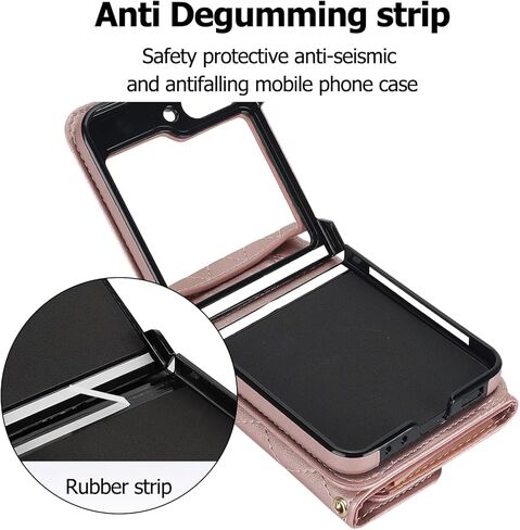 for Samsung Galaxy Z Flip 6 Wallet Case with Card Holder, Crossbody Wallet Leather Handbag with RFID Blocking Detachable Lanyard Magnetic Flip Case for Galaxy Z Flip6 5G (Black) in Kuwait