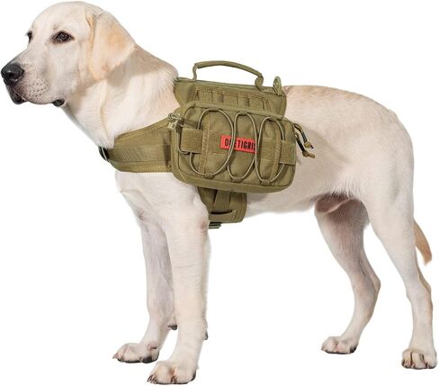 OneTigris Dog Backpack Mammoth for Medium & Large Dogs, Nylon Backpack for Dogs Tactical Pet Backpack with Side Pockets for Hiking Walking Training Running in Saudi Arabia