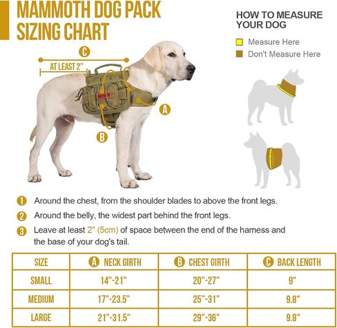 OneTigris Dog Backpack Mammoth for Medium & Large Dogs, Nylon Backpack for Dogs Tactical Pet Backpack with Side Pockets for Hiking Walking Training Running in Saudi Arabia