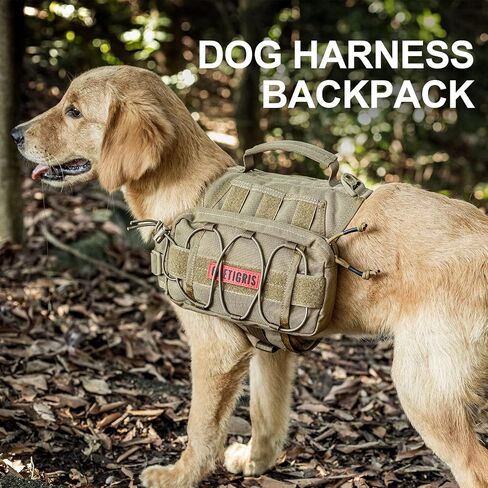 OneTigris Dog Backpack Mammoth for Medium & Large Dogs, Nylon Backpack for Dogs Tactical Pet Backpack with Side Pockets for Hiking Walking Training Running in Saudi Arabia