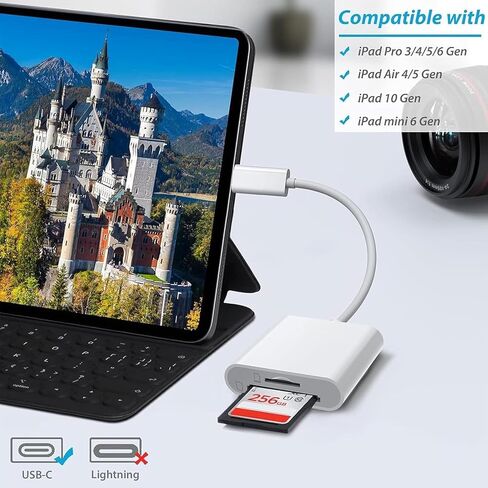 USB C to SD Card Reader, SD Card Adapter with SD/MicroSD USB 3 Ports, USBC Memory Card Reader for iPhone 15/16 Pro Max, iPad Pro/Air/Mini, Mac, MacBook Pro/Air, and More USB-C/Type C Devices in Saudi Arabia