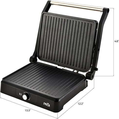 Sandwich & Waffle Maker Grill - 3 in 1 Panini Press Grill with 180° Rotary System for Even Cooking, Stainless Steel Surface with Non-Stick Plate, Power & Ready Indicator Lights - 1200W in Saudi Arabia