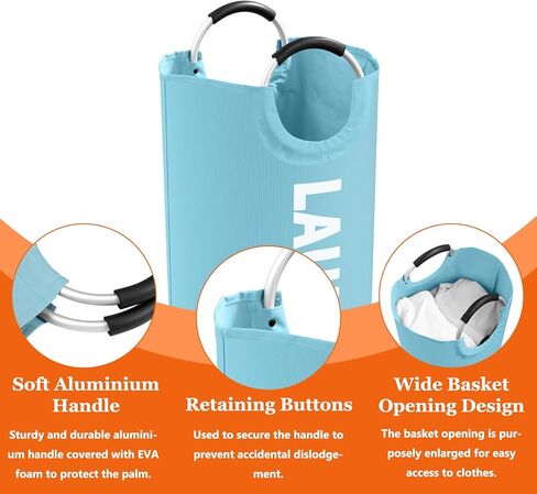 سلة غسيل كبيرة جدًا من IHOMAGIC سعة 120 لترًا - حقيبة غسيل قابلة للطي بمقبض مريح - سلة غسيل قابلة للطي وصندوق تخزين الملابس القذرة للحمام وغرفة النوم (XL، رمادي داكن) in Kuwait