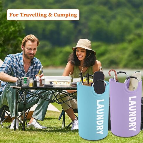 سلة غسيل كبيرة جدًا من IHOMAGIC سعة 120 لترًا - حقيبة غسيل قابلة للطي بمقبض مريح - سلة غسيل قابلة للطي وصندوق تخزين الملابس القذرة للحمام وغرفة النوم (XL، رمادي داكن) in Kuwait