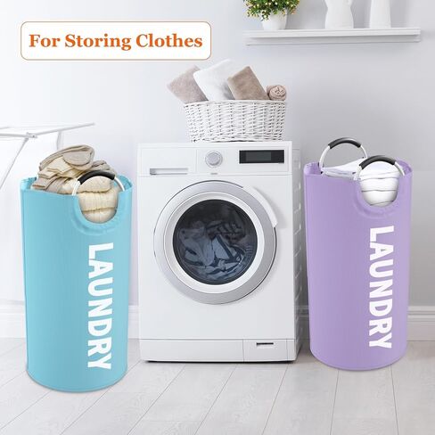 سلة غسيل كبيرة جدًا من IHOMAGIC سعة 120 لترًا - حقيبة غسيل قابلة للطي بمقبض مريح - سلة غسيل قابلة للطي وصندوق تخزين الملابس القذرة للحمام وغرفة النوم (XL، رمادي داكن) in Kuwait