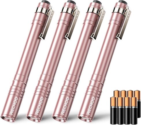 RECHOO LED Pen Light 4 Pack, Lightweight, Small Bright Pen Flashlight with Clip, Waterproof Portable Pocket Flashlight for Home, Emergencies, Inspection (Battery Included) in Saudi Arabia