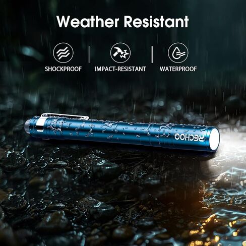 RECHOO LED قلم ضوء 4 عبوات، خفيف الوزن، مصباح يدوي صغير ساطع مع مشبك، مصباح جيب محمول مقاوم للماء للمنزل، حالات الطوارئ، التفتيش (البطارية متضمنة) in Kuwait