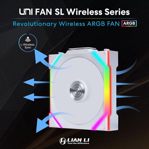 Lian Li UNI Fan SL-Wireless 120 - حزمة ثلاثية - مروحة ARGB عالية الأداء مع موصل لاسلكي، تصميم سلسلة ديزي، تأثيرات إضاءة قابلة للتخصيص، ضوضاء منخفضة - أبيض (12SL1W3W) in Kuwait