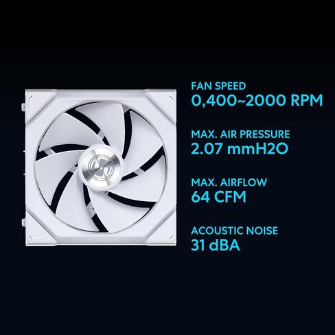 Lian Li UNI Fan SL-Wireless 120 - حزمة ثلاثية - مروحة ARGB عالية الأداء مع موصل لاسلكي، تصميم سلسلة ديزي، تأثيرات إضاءة قابلة للتخصيص، ضوضاء منخفضة - أبيض (12SL1W3W) in Kuwait