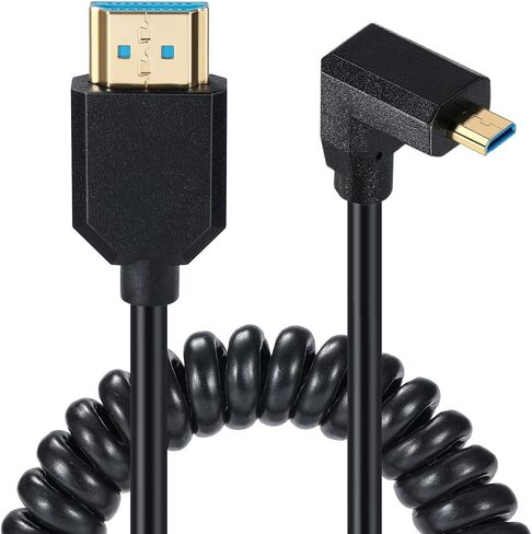 Micro HDMI to HDMI Coiled Cable, HDMI to Micro HDMI 2.1 8K Cable, Cable for 1080P, 8K@60Hz 4K@120Hz 48Gbps and Audio Return Channel (1M/3.2FT) (Down Angled 1m) in Saudi Arabia