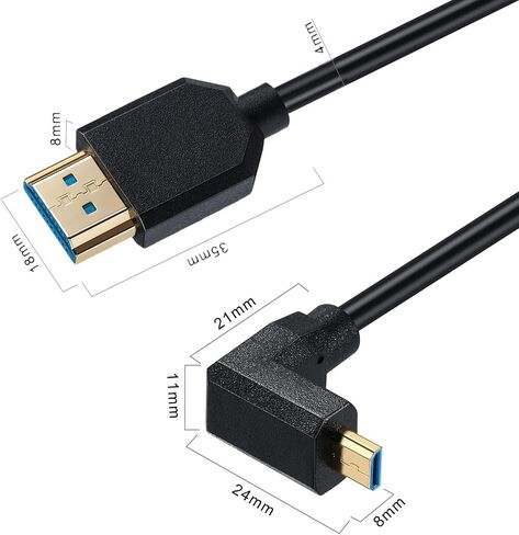 Micro HDMI to HDMI Coiled Cable, HDMI to Micro HDMI 2.1 8K Cable, Cable for 1080P, 8K@60Hz 4K@120Hz 48Gbps and Audio Return Channel (1M/3.2FT) (Down Angled 1m) in Saudi Arabia