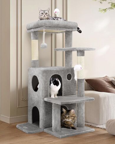 Globlazer Cat Tree Tower for Indoor Cats Large Adult, FC50, Light Grey in Saudi Arabia