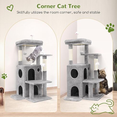 Globlazer Cat Tree Tower for Indoor Cats Large Adult, FC50, Light Grey in Saudi Arabia