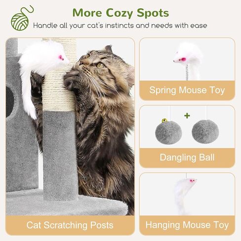 Globlazer Cat Tree Tower for Indoor Cats Large Adult, FC50, Light Grey in Saudi Arabia