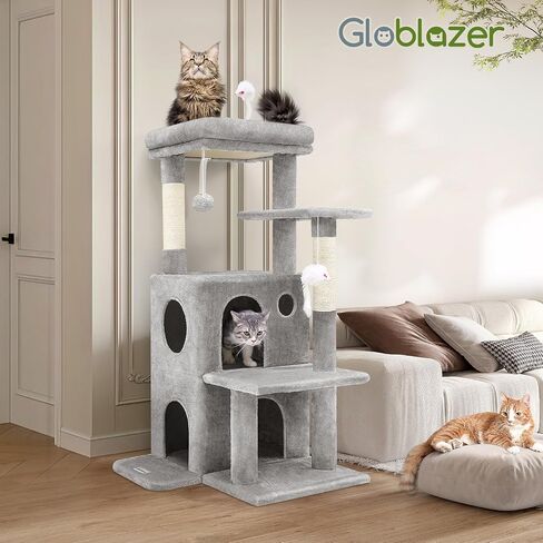 Globlazer Cat Tree Tower for Indoor Cats Large Adult, FC50, Light Grey in Saudi Arabia