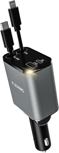 Flexino Retractable Car Charger, USB C Car Charger Adaptor, 84W Super Fast Charge Car Charger with 2 Longer Retractable Cords(3.94ft), Type C Car Charger, Fit for iPhone 16/15/14/13, Galaxy in Saudi Arabia