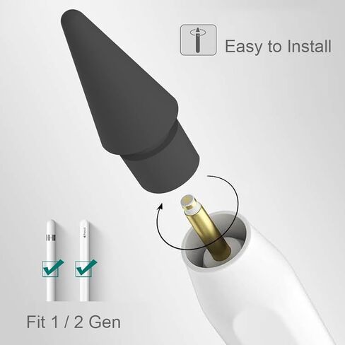 Upgraded Tips for Apple Pencil, Pen Like Slender Metal Precise Control Fine Point Tips for Apple Pencil 2/1 Gen iPencil Nibs(4 Pack, Transparent) in Saudi Arabia