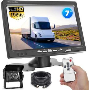 Hikity Wireless Car Rear View Camera 7 Inch Monitor Kit Screen Waterproof Reversing Camera Night Vision Rear View Camera for Truck/RV/Trailer/Bus