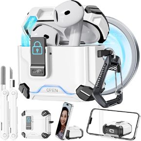 for AirPods 4 Case, 【Built-in Invisible Bracket】Secure Lock Case [Compatible with MagSafe] for AirPods 4th Generation (2024) wiht Cleaning Kit, Auto-Open, Military Grade Protection Case Cover