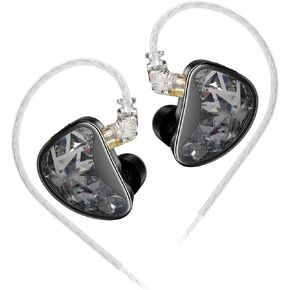 KZ ZAR IEM Earphones in Ear Monitor Headphone with 1DD+7BA Hybrid Technology Driver Wired Earbuds, Silver-Plated Cable IEMS Headphones for Singers Musician 2Pin Detachable