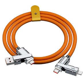 120W 3 in 1 Chubby Charging Cable 6.6FT Heavy Duty Charger Cord Chubby Charging Cable Zinc Alloy Soft Silicone Compatible with Cellphone Tablets,Fast Charging Cable for Home,Office,Car(Orange)