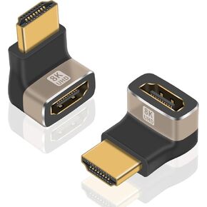 Duttek Right Angle HDMI Adapter Male to Female 2.1 Version, 8K HDMI 90 Degree Adapter, High Speed 48Gbps HDMI Adapter Support 8K Audio and Video Transmission for TV, Roku, Fire Stick 2 Pack
