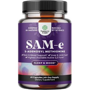 Sam-E 200mg Mood Support Supplement - S-Adenosyl Methionine Sam-E Supplement for Natural Relaxing Mood Boost Brain Support and Liver Detox Cleanse - Sam E Vitamin Supplement Bain Boost Mood Pills
