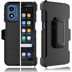 Tekcoo Case for Motorola Moto G Play 2024 [4G Network Only] with [Built-in Screen Protector] Holster Locking Belt Clip [Military Grade 12FT Drop Tested] Full Body Carrying Kickstand Cover [Orange]