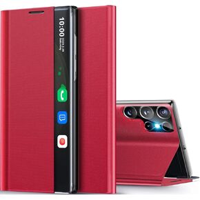 بالنسبة إلى Samsung Galaxy S21 ، عرض حالة فائقة ، فإن نافذة ذكية واضحة ، مع Kickstand for Samsung S21 Ultra Case Flip Slim Slim PC Play View Window Smart Window for Samsung S21 Ultra Cover Black in Kuwait