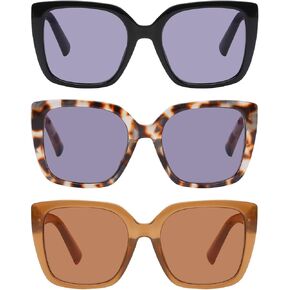 DOOViC 3 Pack Oversized Reading Glasses for Women Blue Light Blocking Square Stylish Computer Readers
