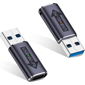 10Gpbs USB C to USB Adapter, USB C Female to Male USB A Adapter with Lights, 10Gpbs USB C to USB A Adapter, for Laptop, Tablet, Power Banks, Smartphone, etc.(2pack)
