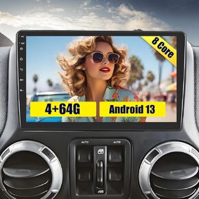 Car Radio for Jeep Wrangler JK Compass Grand Cherokee Dodge Ram, [8 Cores 4+64G] 10.1" Touch Screen Carplay Android Auto with 32EQ Bluetooth5.0 1280 * 720 Resolution