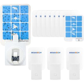 Blue Light Bug Catcher Indoor Plug in, Gnat Traps for House, Indoor Fly Trap for Fruit Moth, Mosquito, Flying Insect Catcher, 4 Device+8 Refills