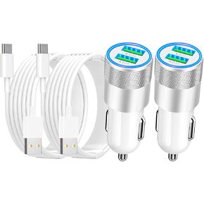 [Apple MFi Certified] iPhone Fast Car Charger, Smart 60W Dual USB-C PPS Rapid Car Charger Adapter + 2Pack 6FT Type-C to Lightning Retractable Coiled Cord Quick Charging for iPhone 14 13 12 11/Carplay
